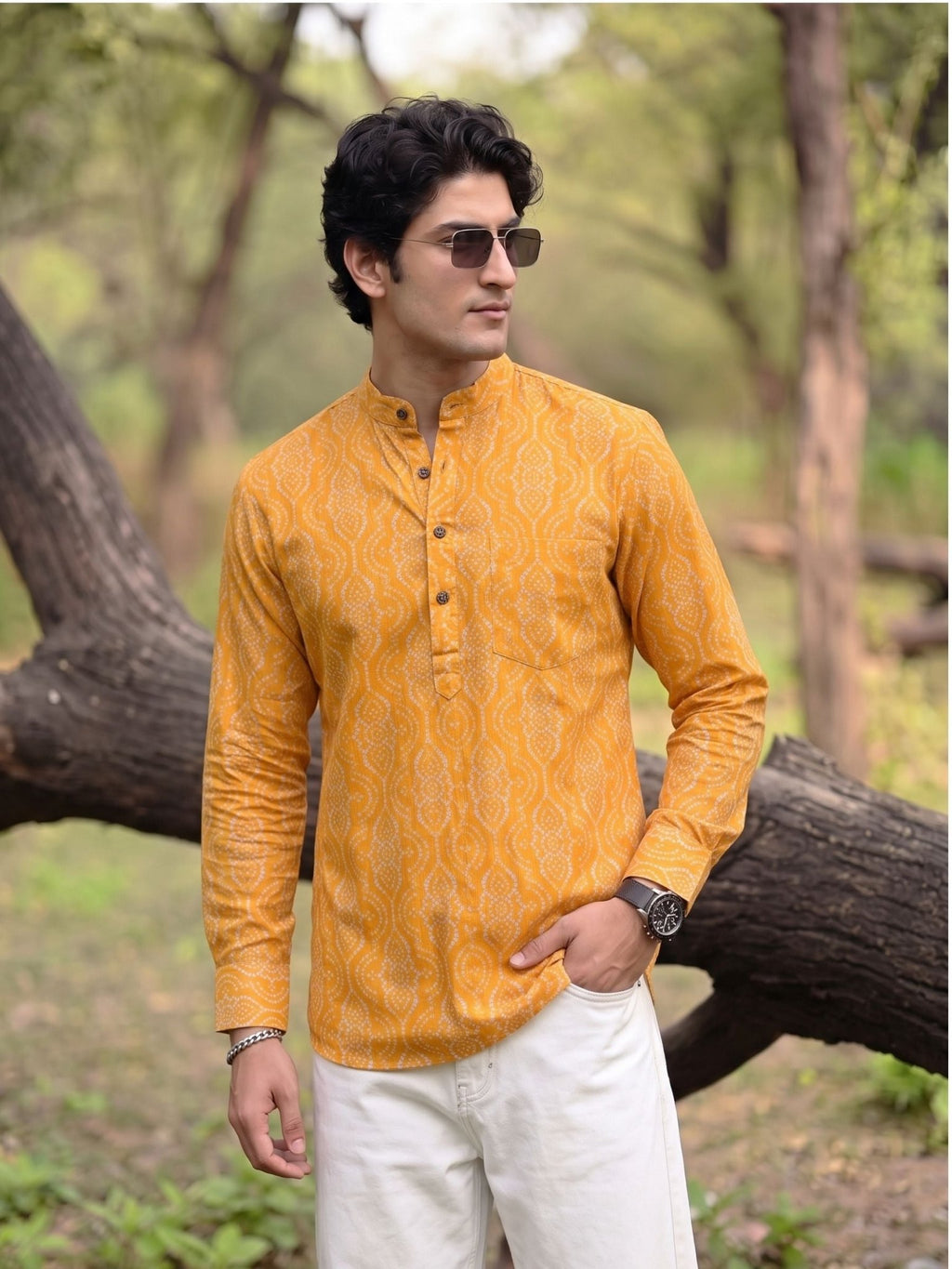 Sunshine Whirl – Printed Cotton Short Kurta - Jaipuri Crown