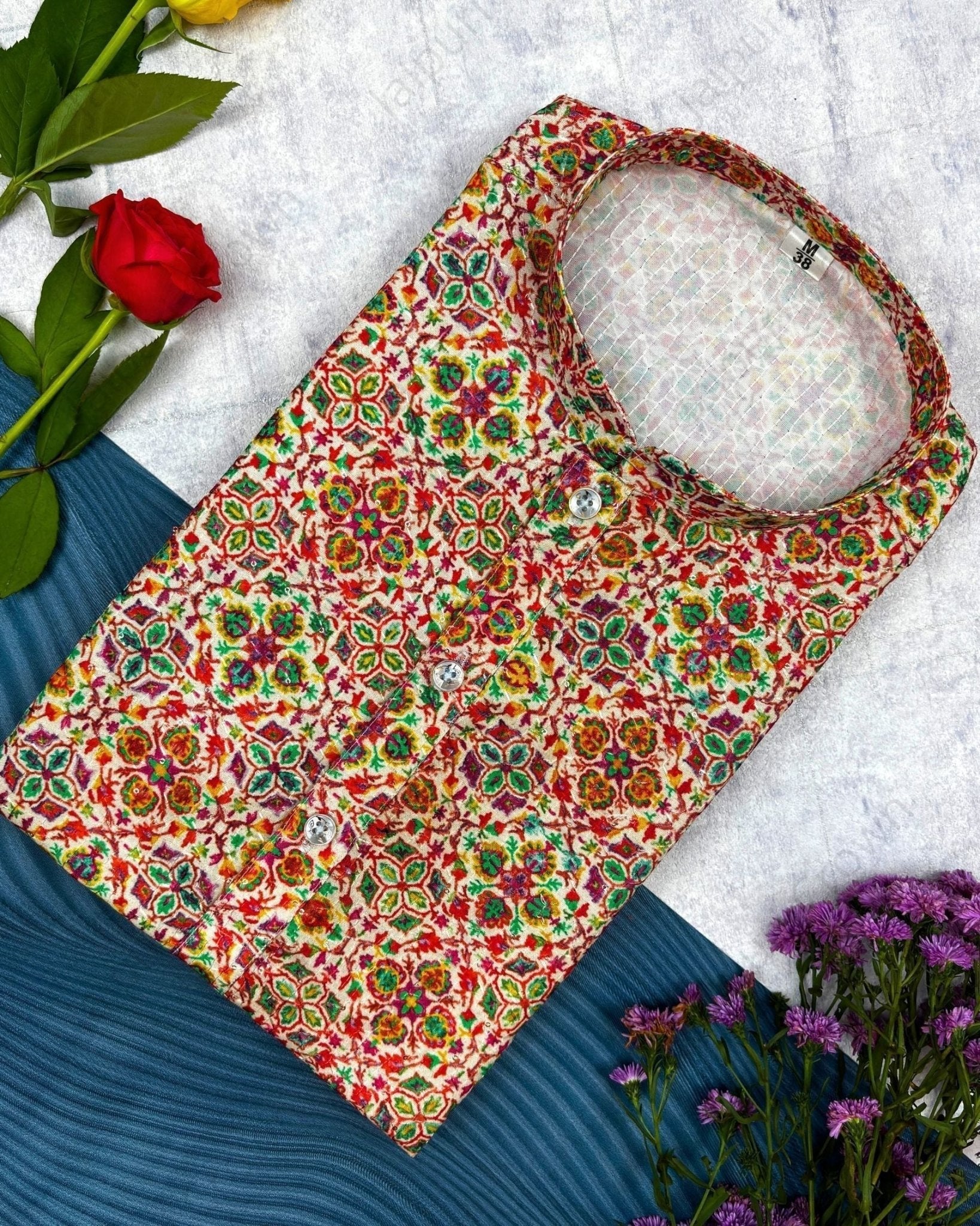 Tailored Charm Printed Kurta - Jaipuri Crown