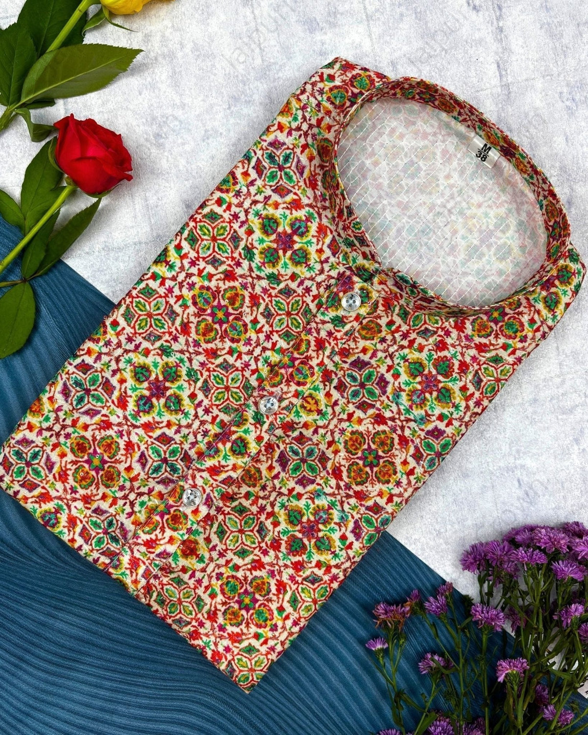 Tailored Charm Printed Kurta - Jaipuri Crown