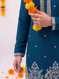 Teal Floral Jaal – Textured Designer Long Kurta - Jaipuri Crown
