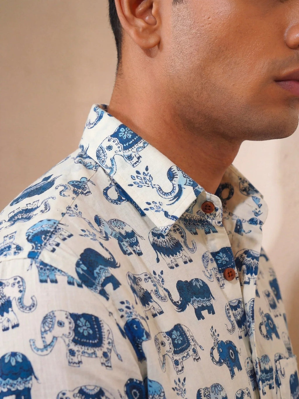 Teapot Tales – Printed Cotton Full Sleeve in Blue & White - Jaipuri Crown