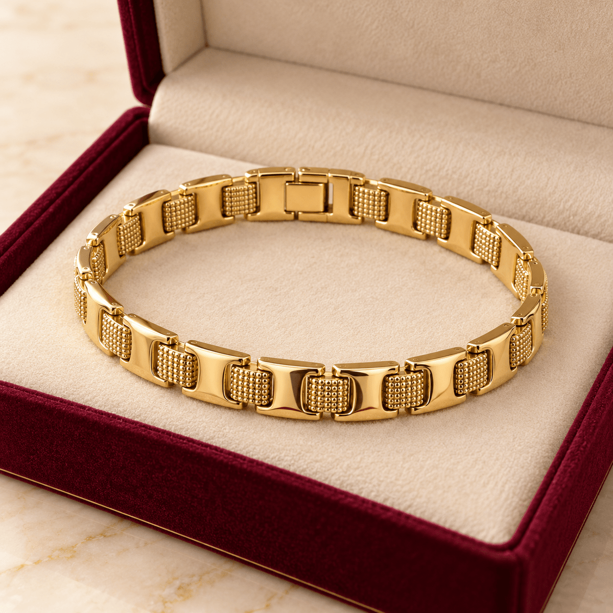 Textured Gold Bracelet for Men's Jewellery - Jaipuri Crown