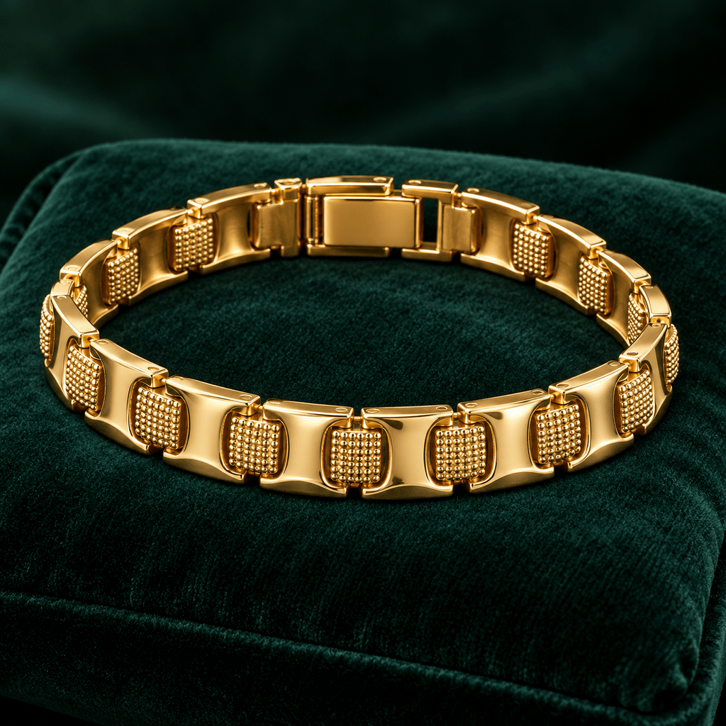 Textured Gold Bracelet for Men's Jewellery - Jaipuri Crown