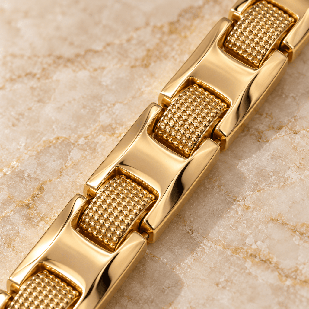 Textured Gold Bracelet for Men's Jewellery - Jaipuri Crown