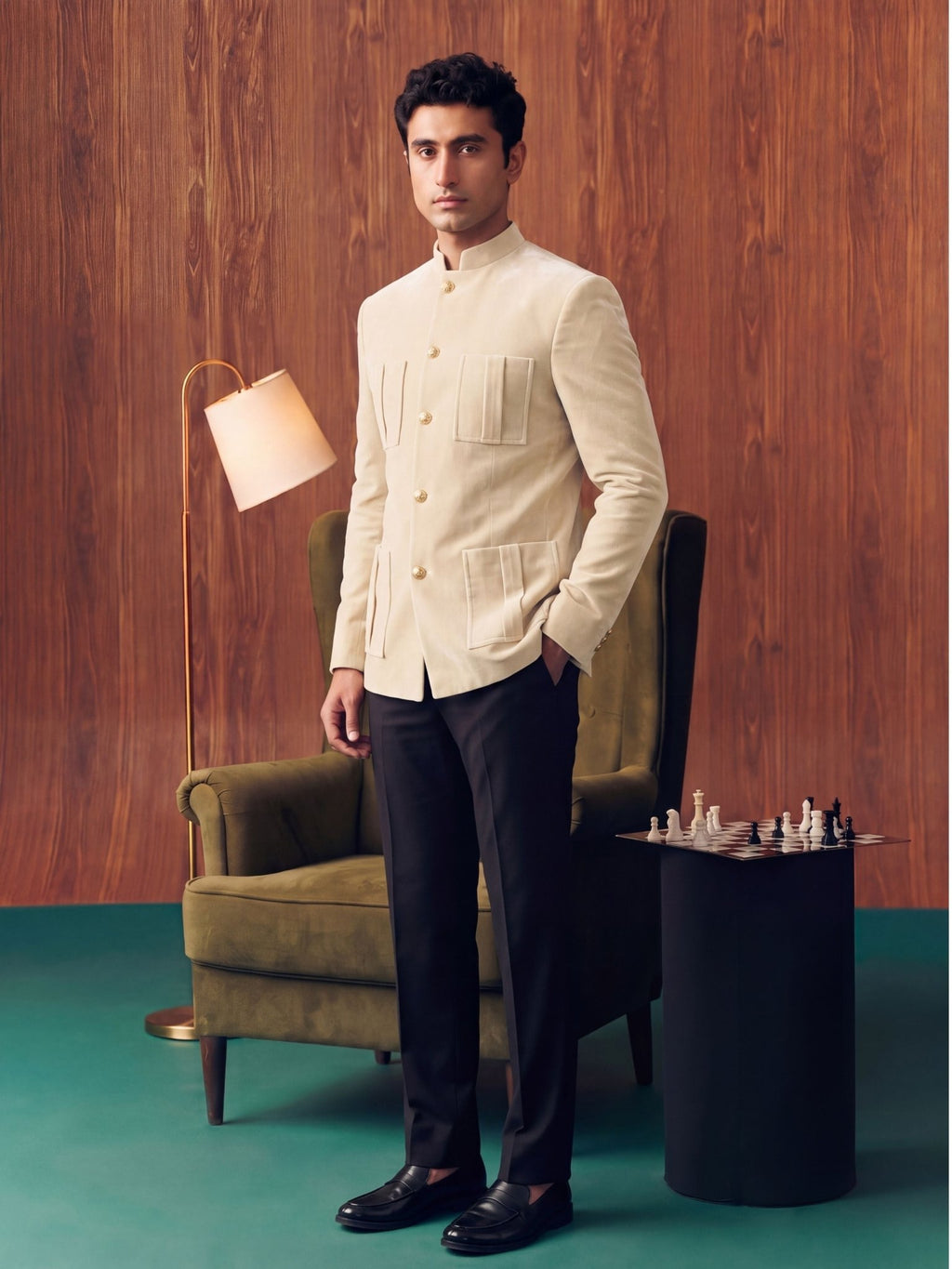 The Ultimate Royal 4 Pocket Velvet Jodhpuri – Ivory - Jaipuri Crown