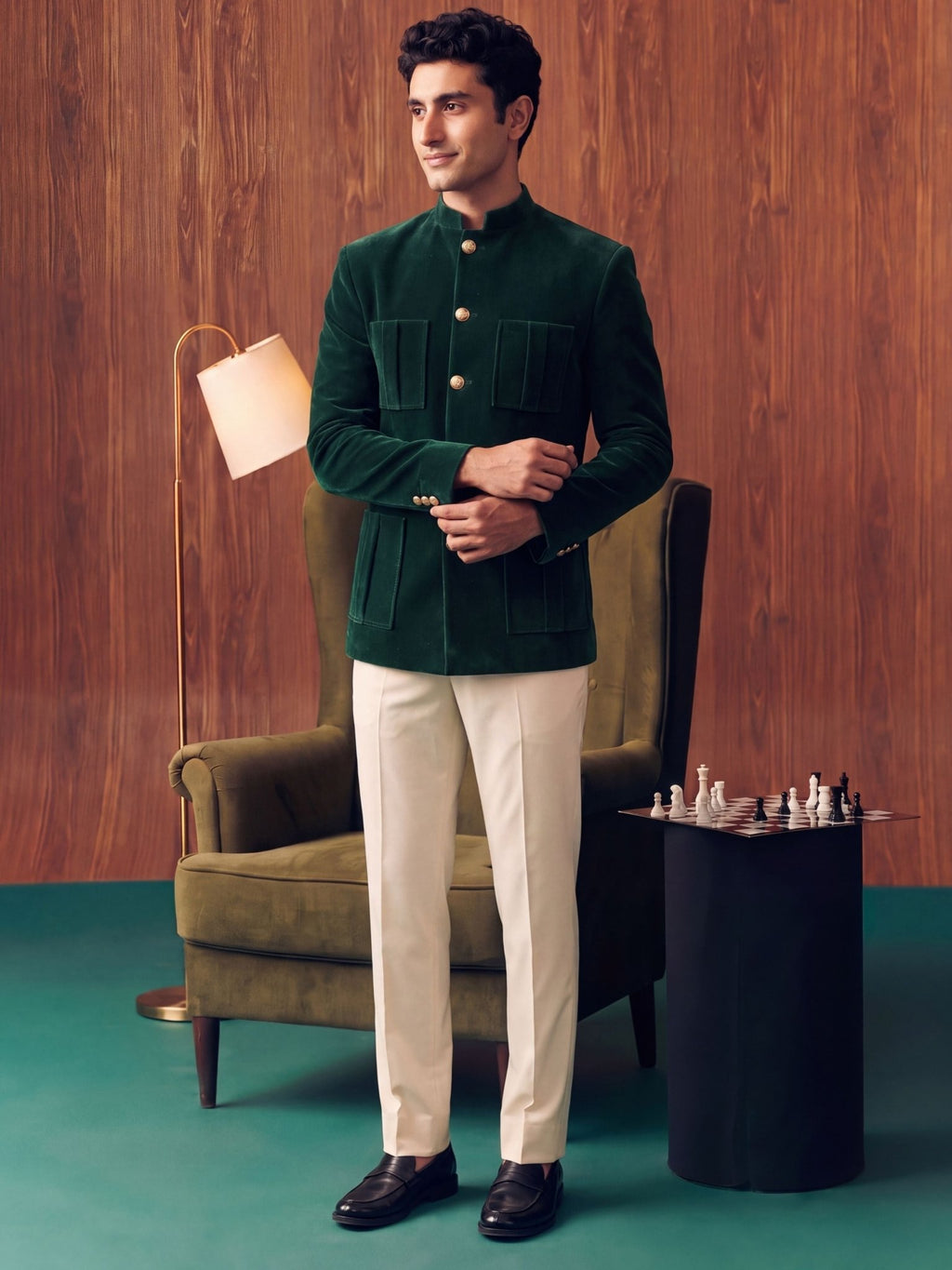 The Ultimate Royal Velvet 4 Pocket Jodhpuri – Emerald Green - Jaipuri Crown