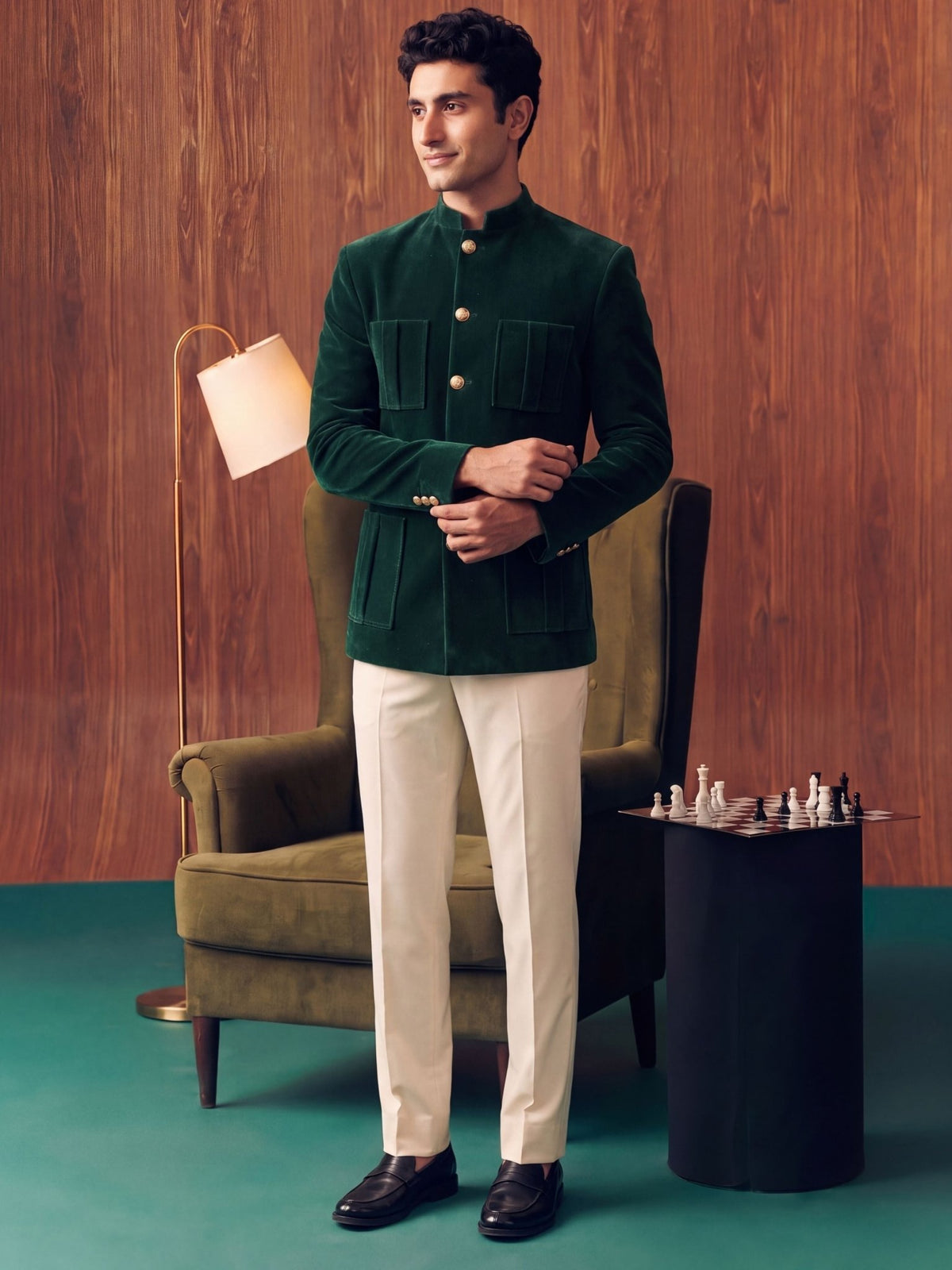 The Ultimate Royal Velvet 4 Pocket Jodhpuri – Emerald Green - Jaipuri Crown
