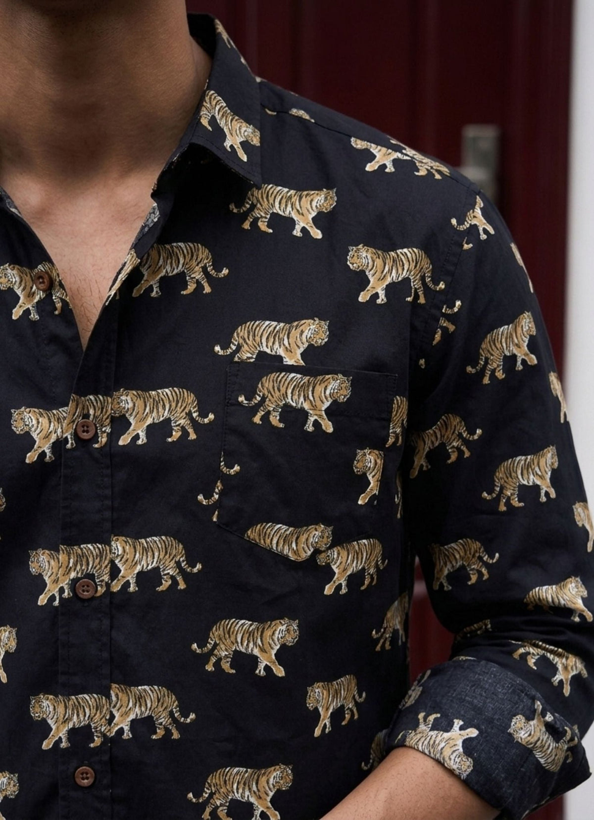 Tiger Roar – Printed Cotton Full Sleeve Shirt - Jaipuri Crown