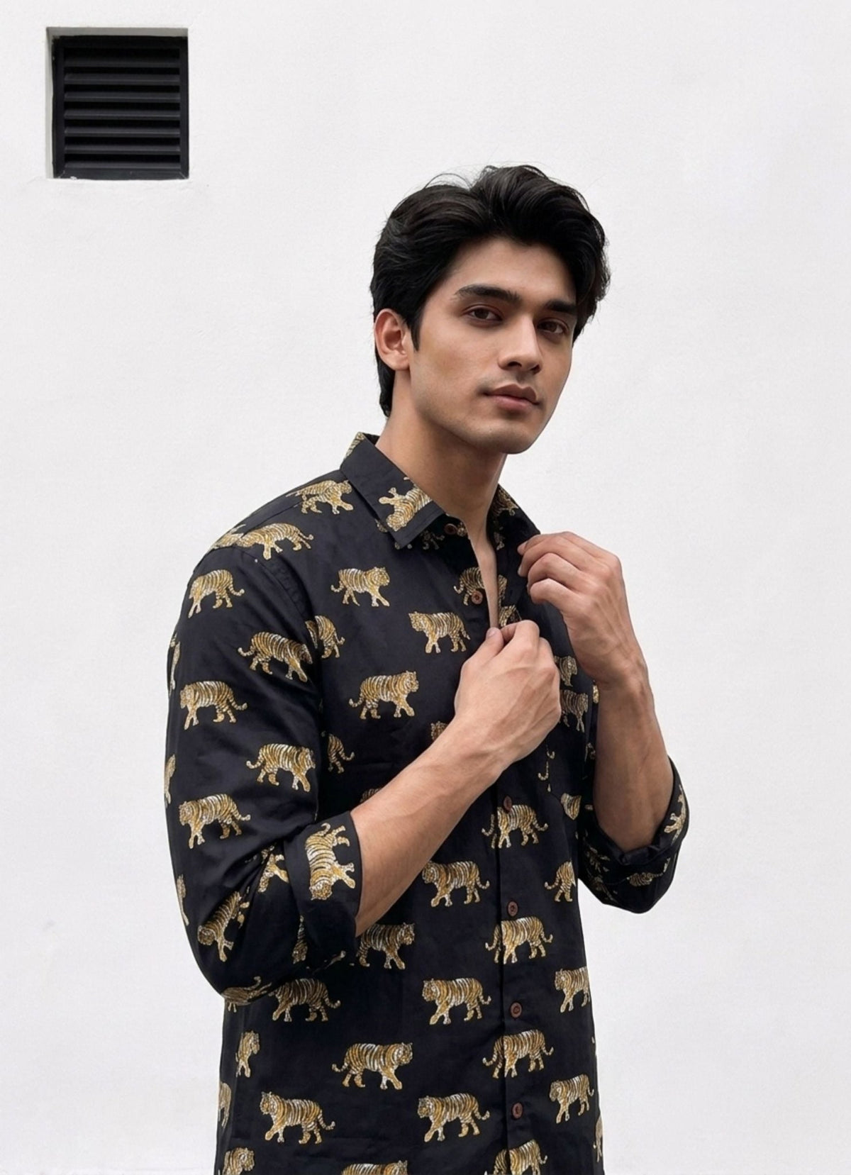 Tiger Roar – Printed Cotton Full Sleeve Shirt - Jaipuri Crown