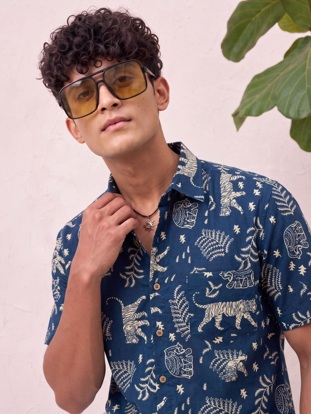 Tiger Tales – Printed Cotton Half Sleeve Shirt - Jaipuri Crown