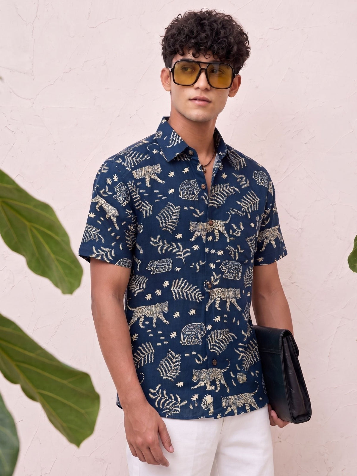 Tiger Tales – Printed Cotton Half Sleeve Shirt - Jaipuri Crown