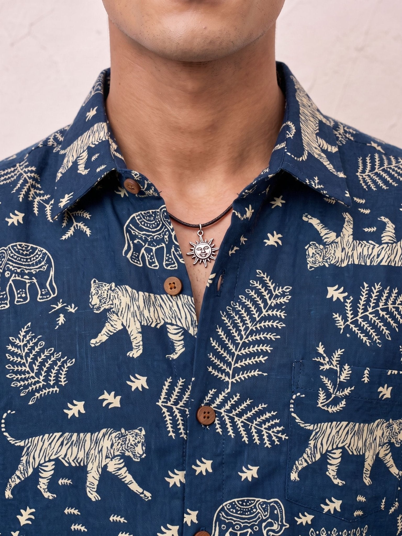 Tiger Tales – Printed Cotton Half Sleeve Shirt - Jaipuri Crown