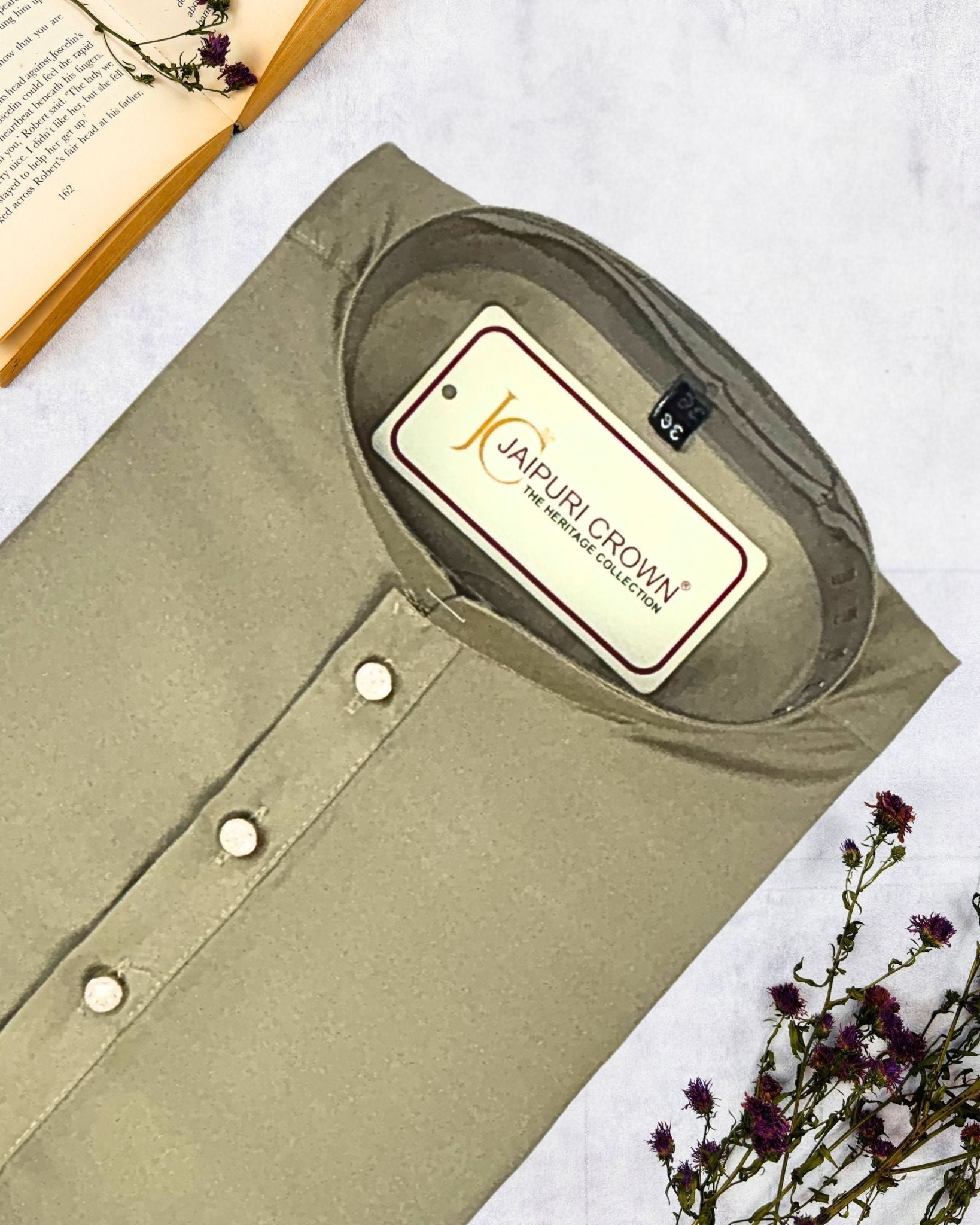 Timeless Beige Plain Kurta - Jaipuri Crown