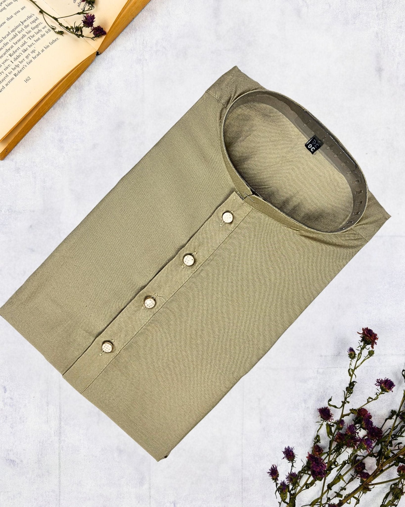 Timeless Beige Plain Kurta - Jaipuri Crown