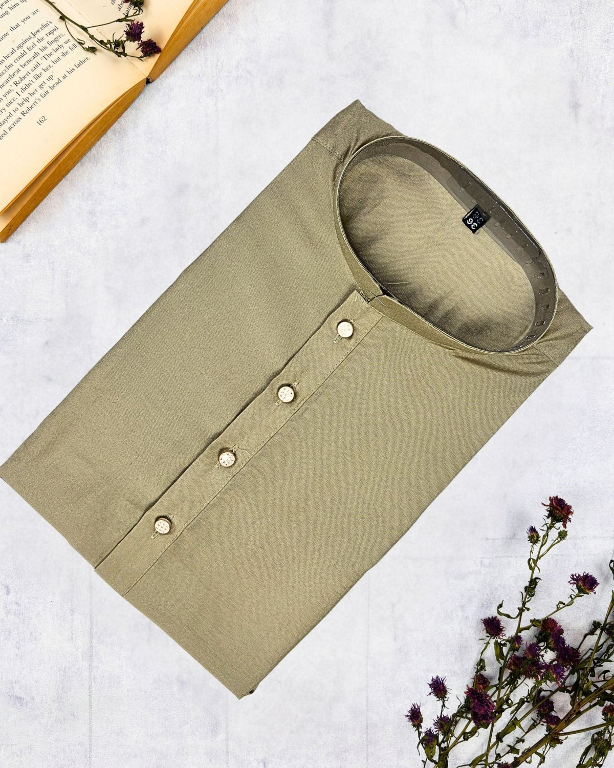 Timeless Beige Plain Kurta - Jaipuri Crown