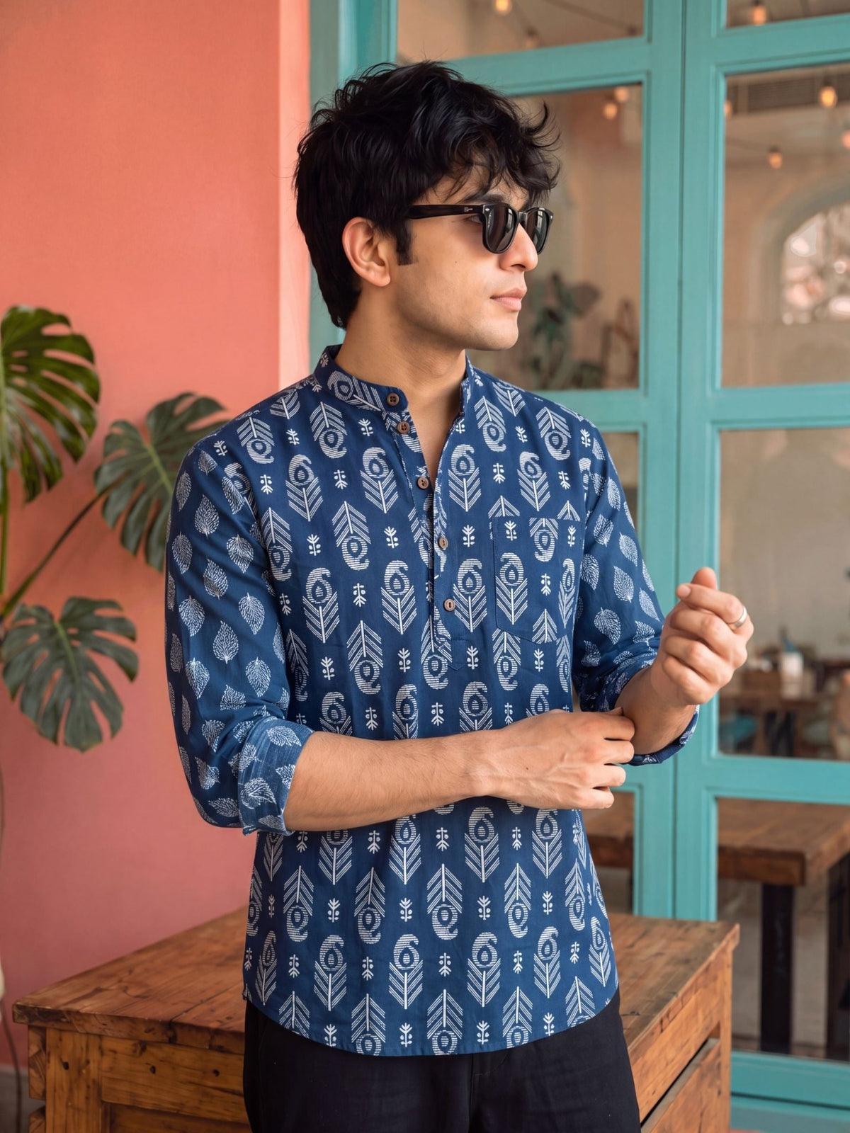 Traditional Elegance – Printed Cotton Short Kurta - Jaipuri Crown