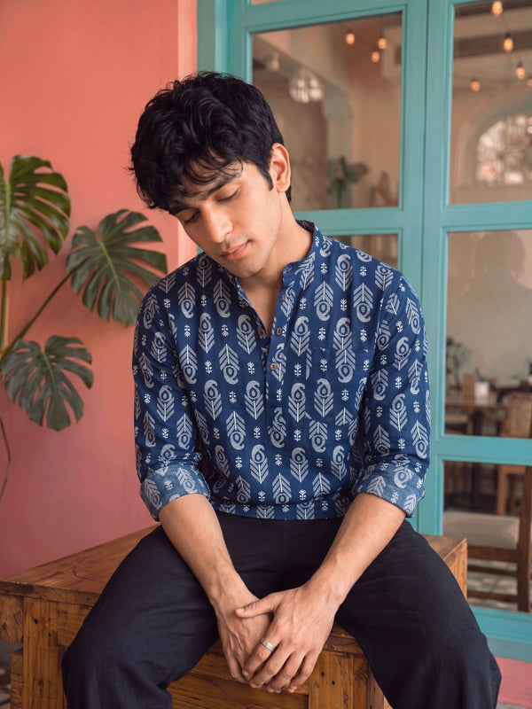 Traditional Elegance – Printed Cotton Short Kurta - Jaipuri Crown