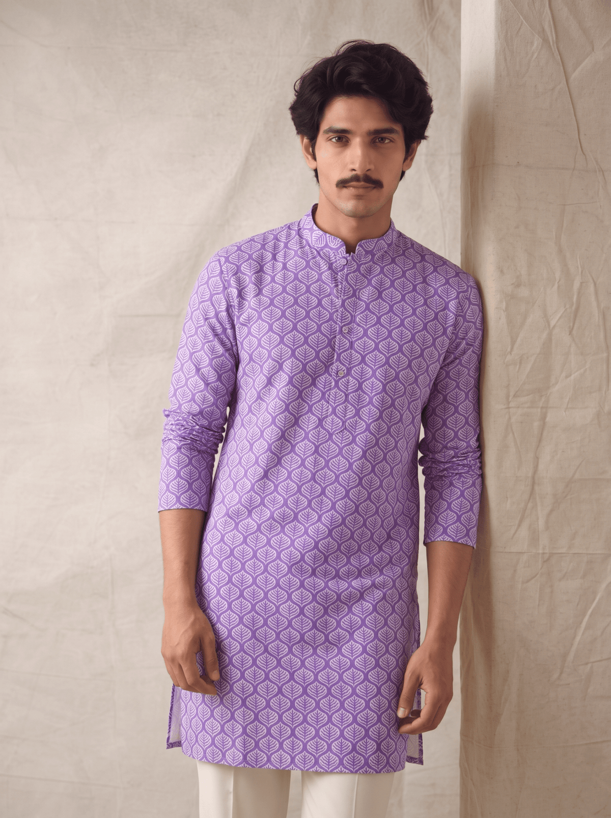 Trendy Printed Long Kurta in Purple - Jaipuri Crown