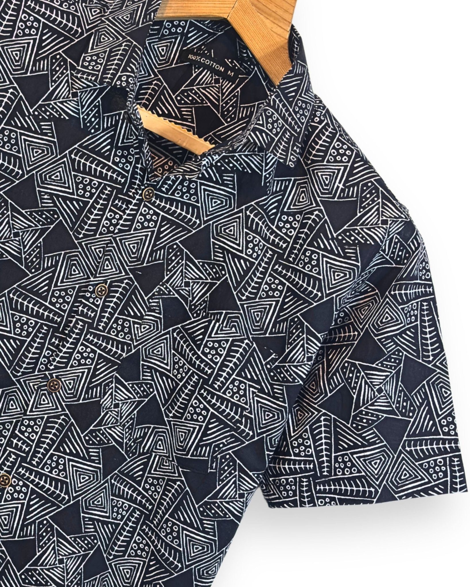 Tribal Noir – Half Sleeve Cotton Shirt - Jaipuri Crown