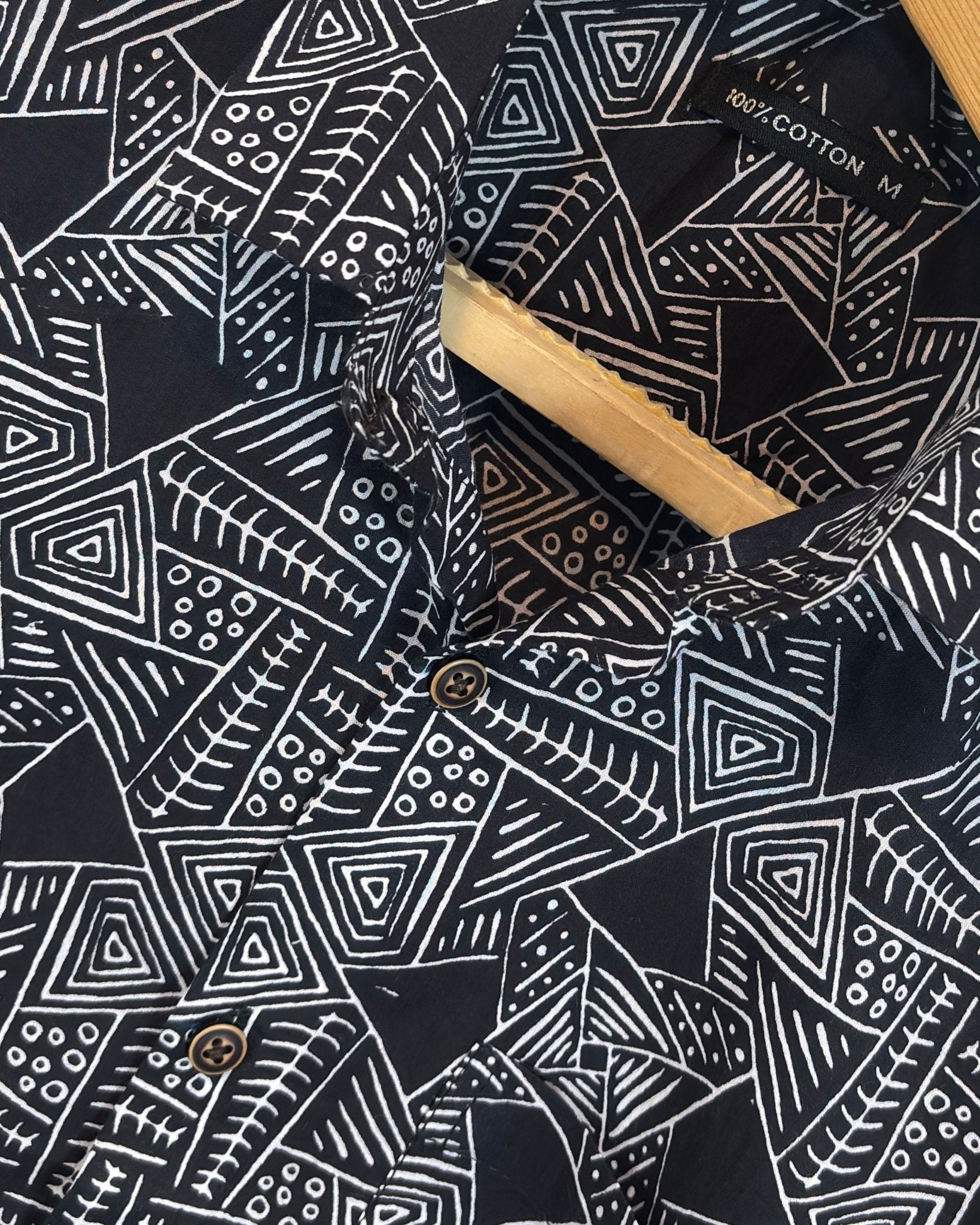 Tribal Noir – Half Sleeve Cotton Shirt - Jaipuri Crown