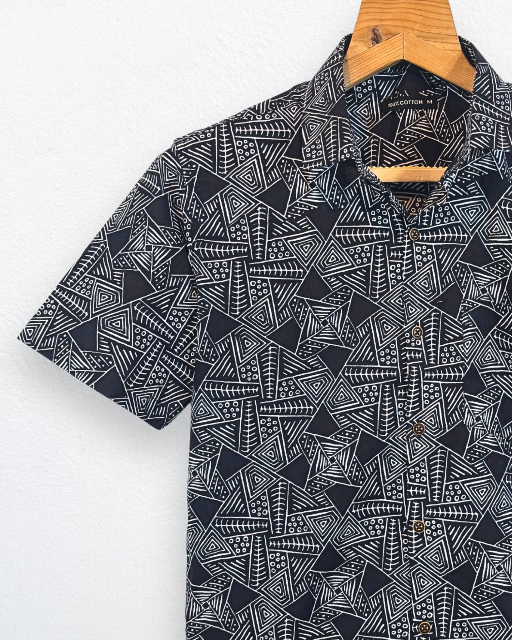 Tribal Noir – Half Sleeve Cotton Shirt - Jaipuri Crown