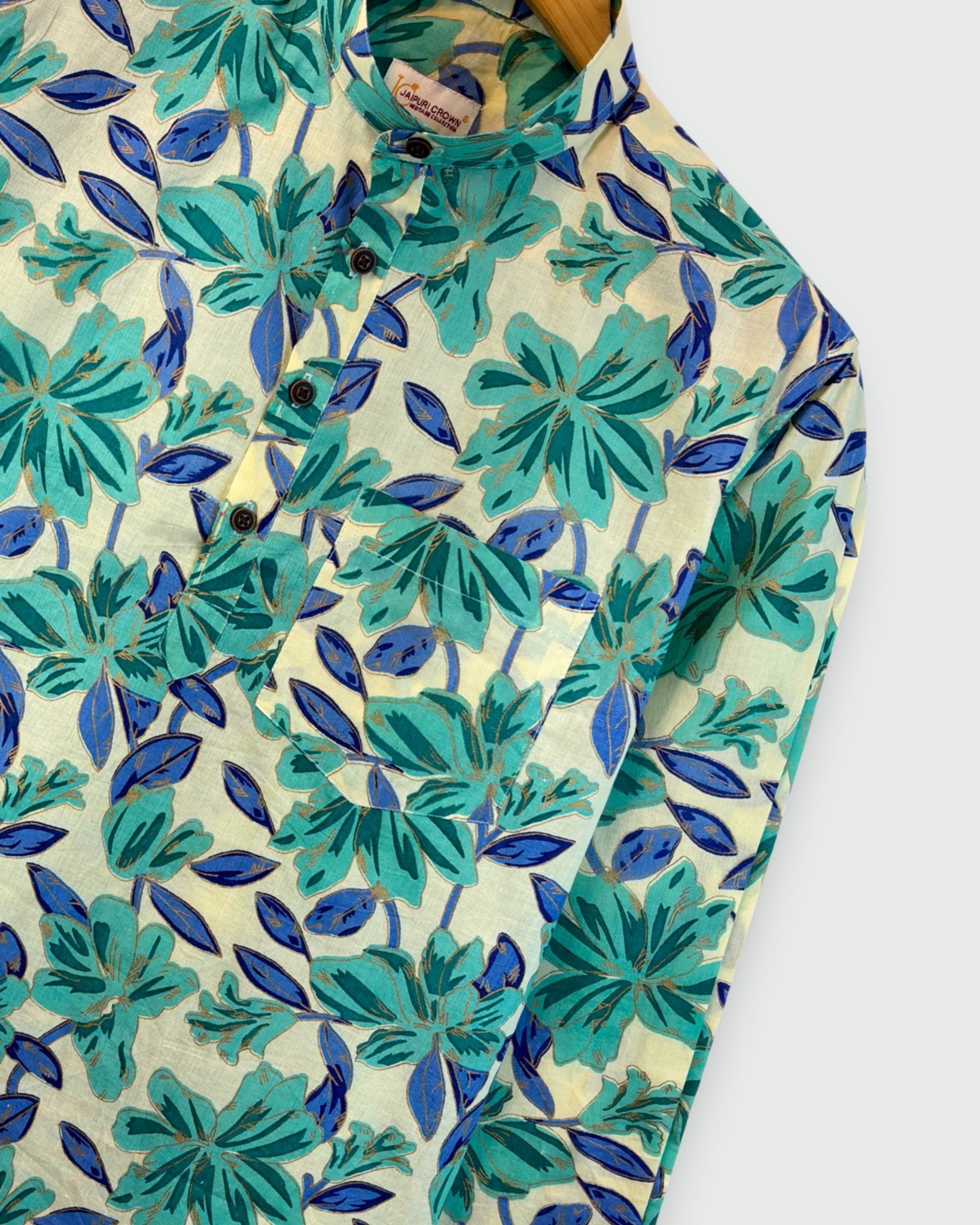 Tropic Bloom – Handprinted Short Kurta - Jaipuri Crown