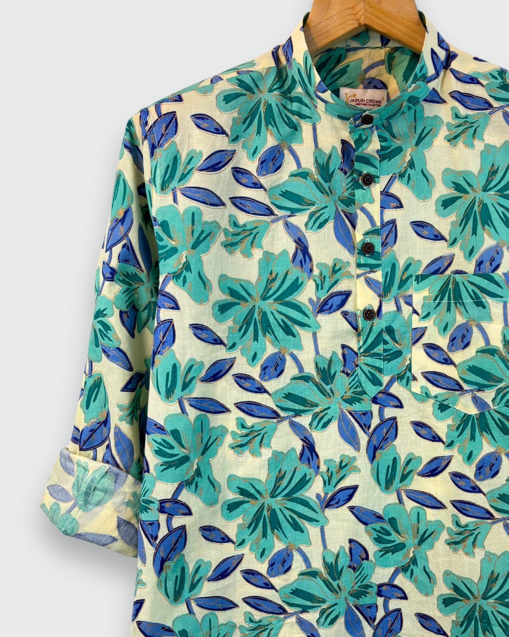 Tropic Bloom – Handprinted Short Kurta - Jaipuri Crown