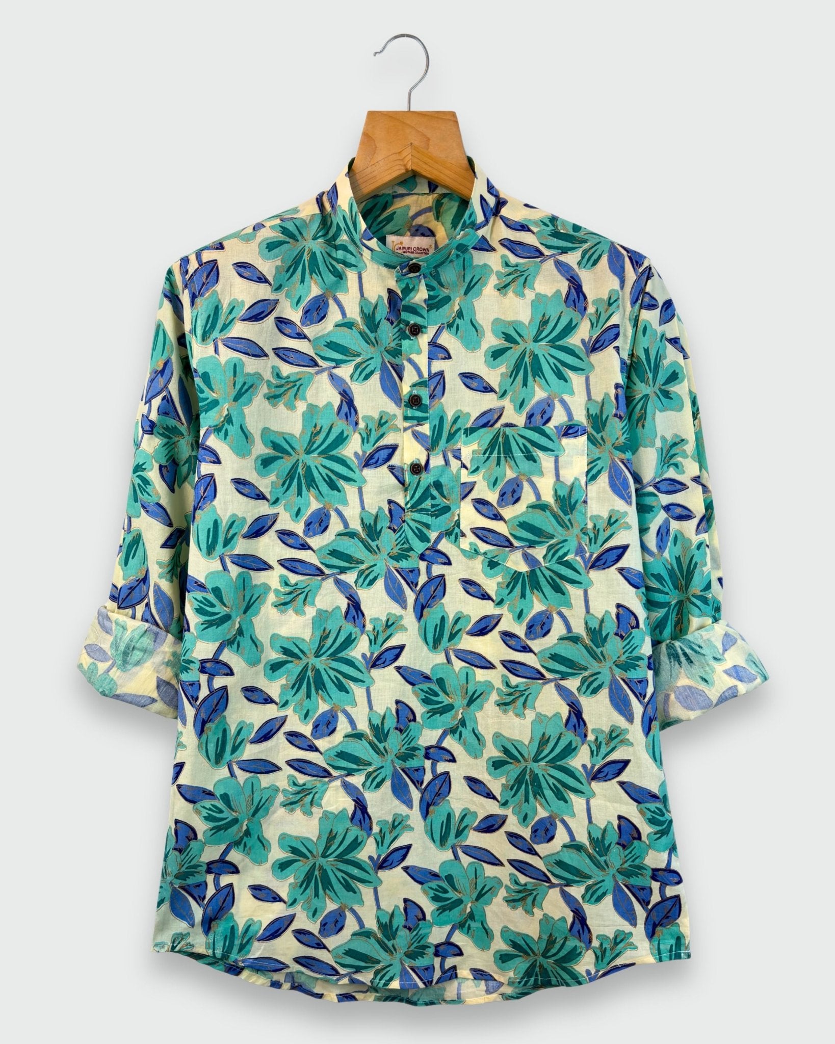 Tropic Bloom – Handprinted Short Kurta - Jaipuri Crown