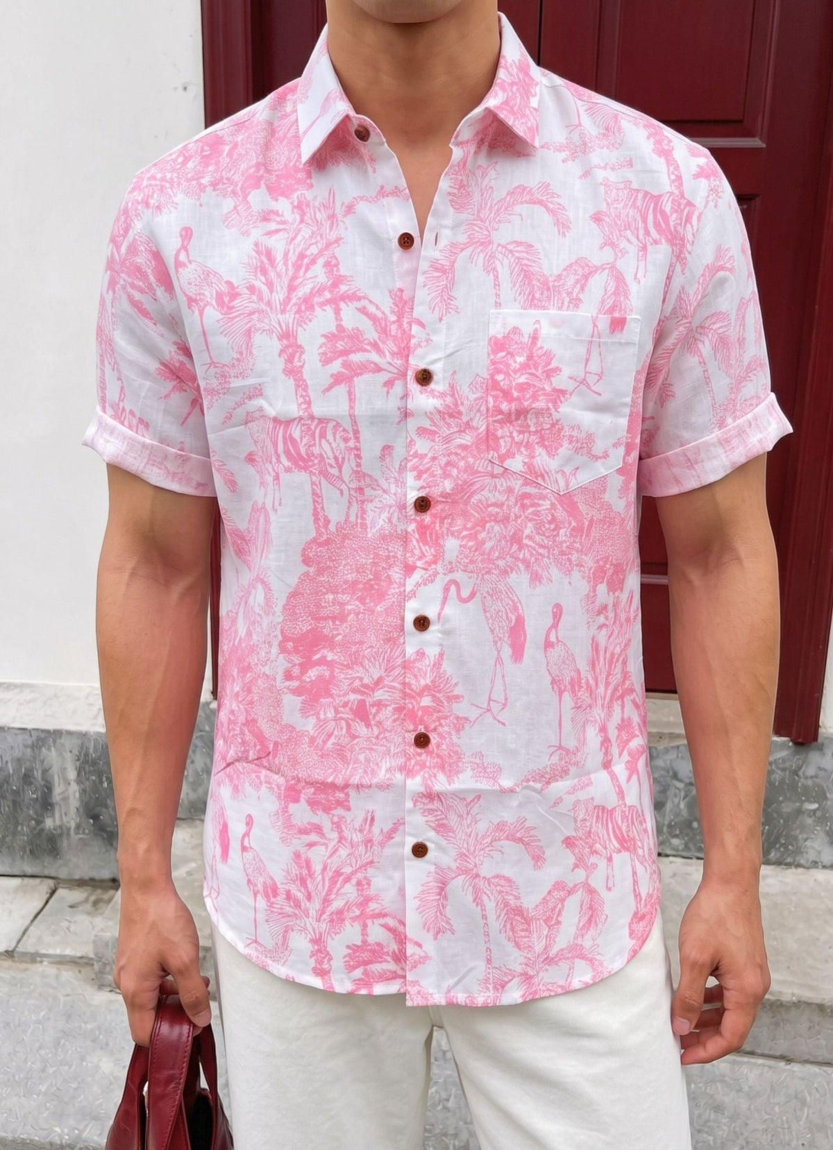 Tropical Bliss – Printed Cotton Half Sleeve Shirt - Jaipuri Crown