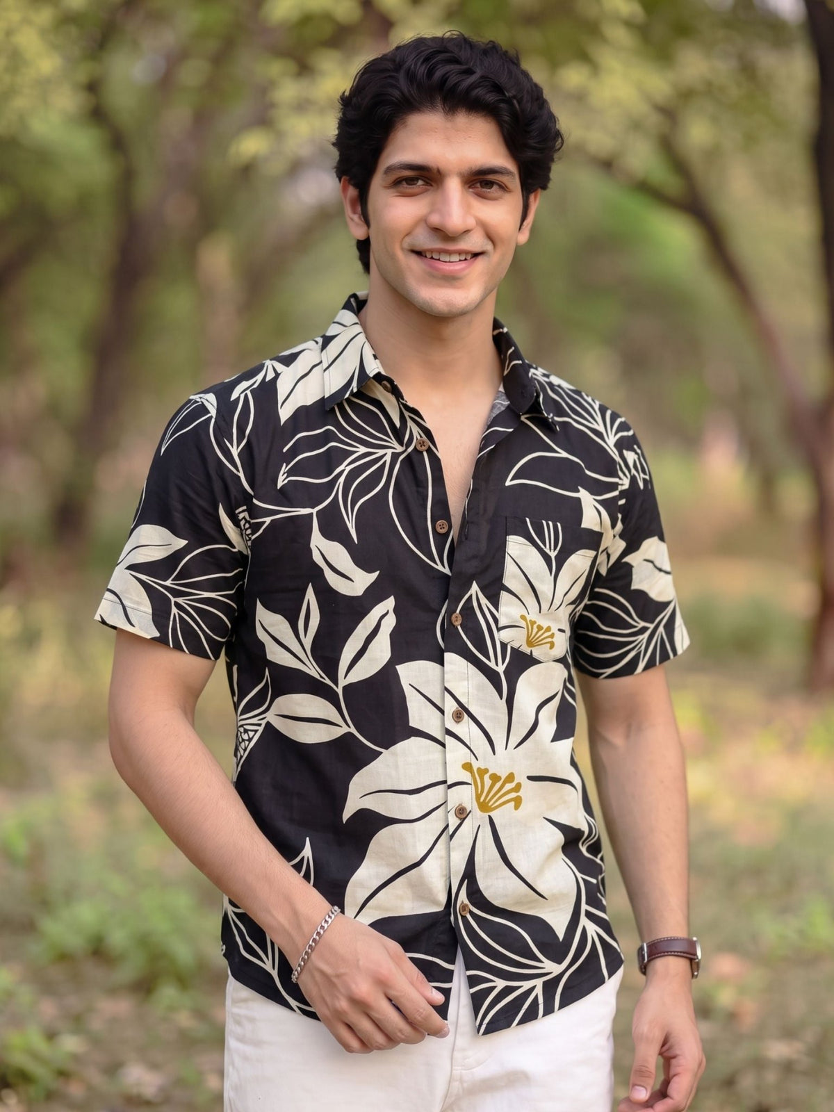 Tropical Vibes – Printed Cotton Half Sleeve Shirt - Jaipuri Crown