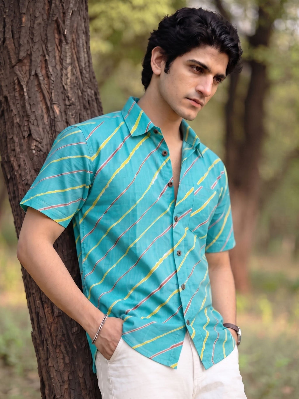 Tropical Vibes – Printed Cotton Half Sleeve Shirt - Jaipuri Crown