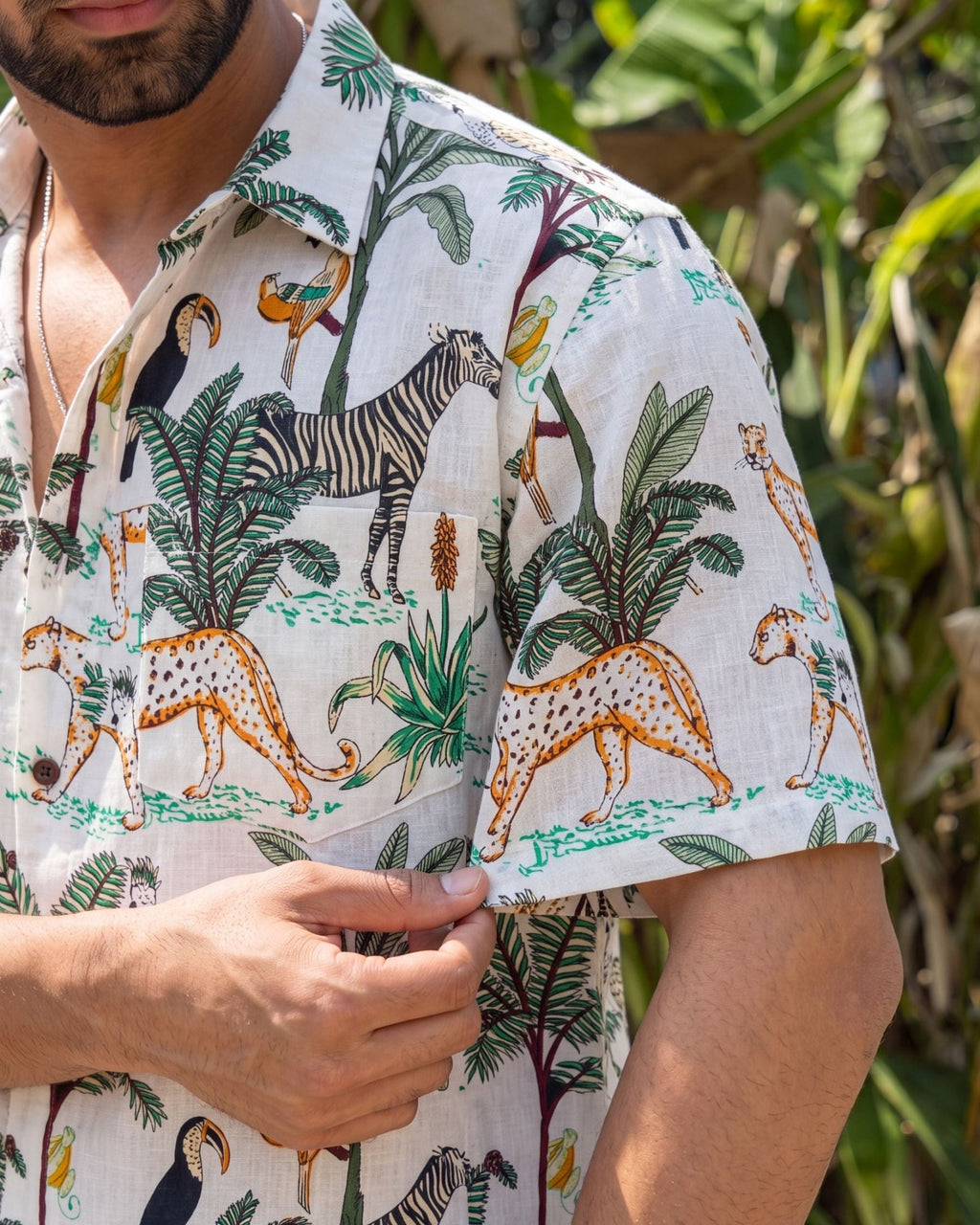 Tropical Vibes – Printed Cotton Half Sleeve Shirt - Jaipuri Crown