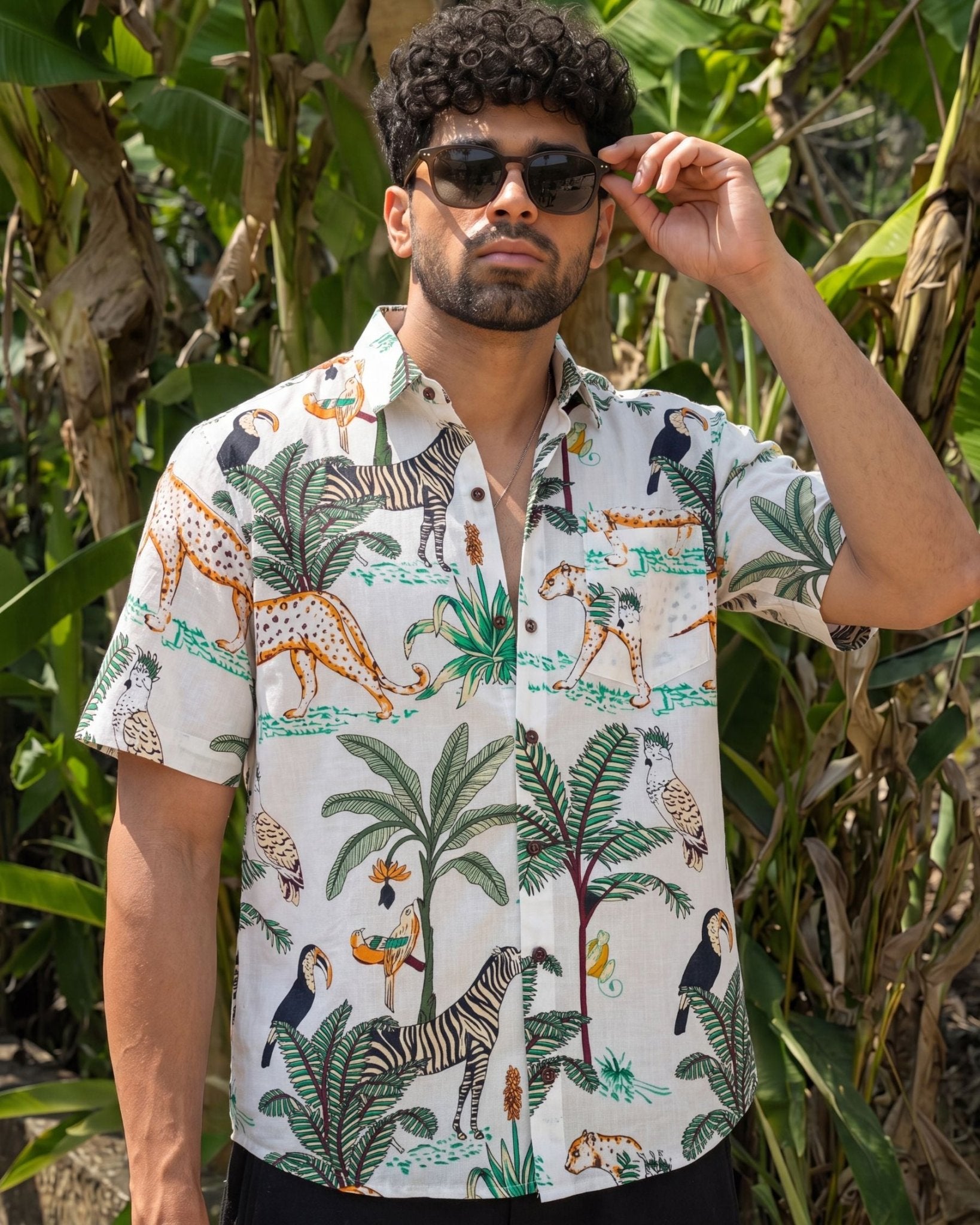 Tropical Vibes – Printed Cotton Half Sleeve Shirt - Jaipuri Crown
