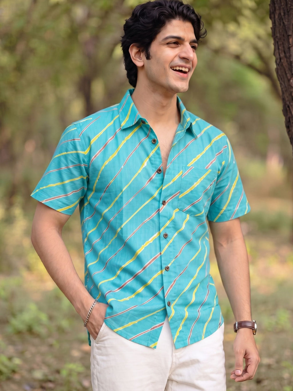 Tropical Vibes – Printed Cotton Half Sleeve Shirt - Jaipuri Crown