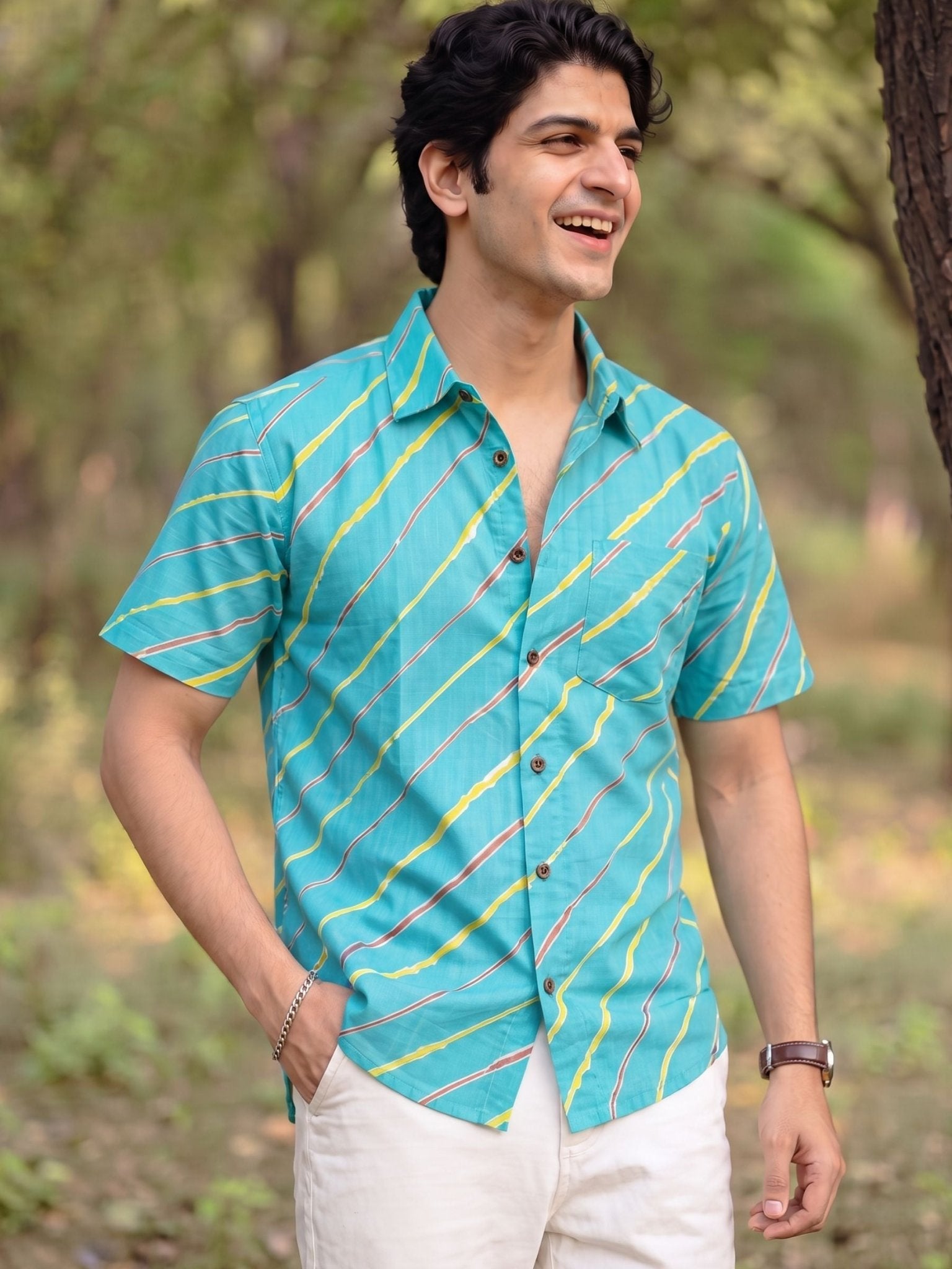 Tropical Vibes – Printed Cotton Half Sleeve Shirt - Jaipuri Crown