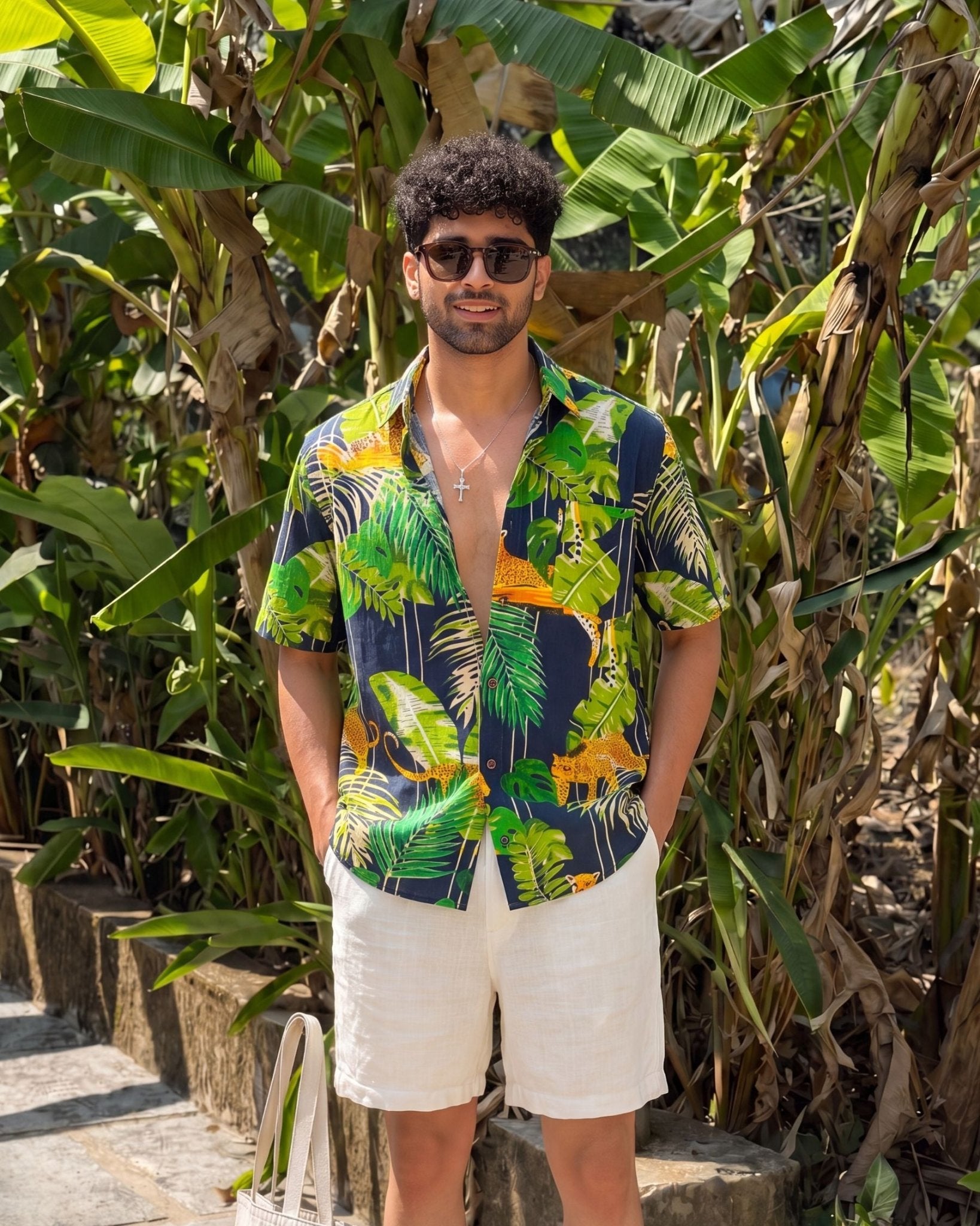 Tropical Vibes – Printed Cotton Half Sleeve Shirt - Jaipuri Crown