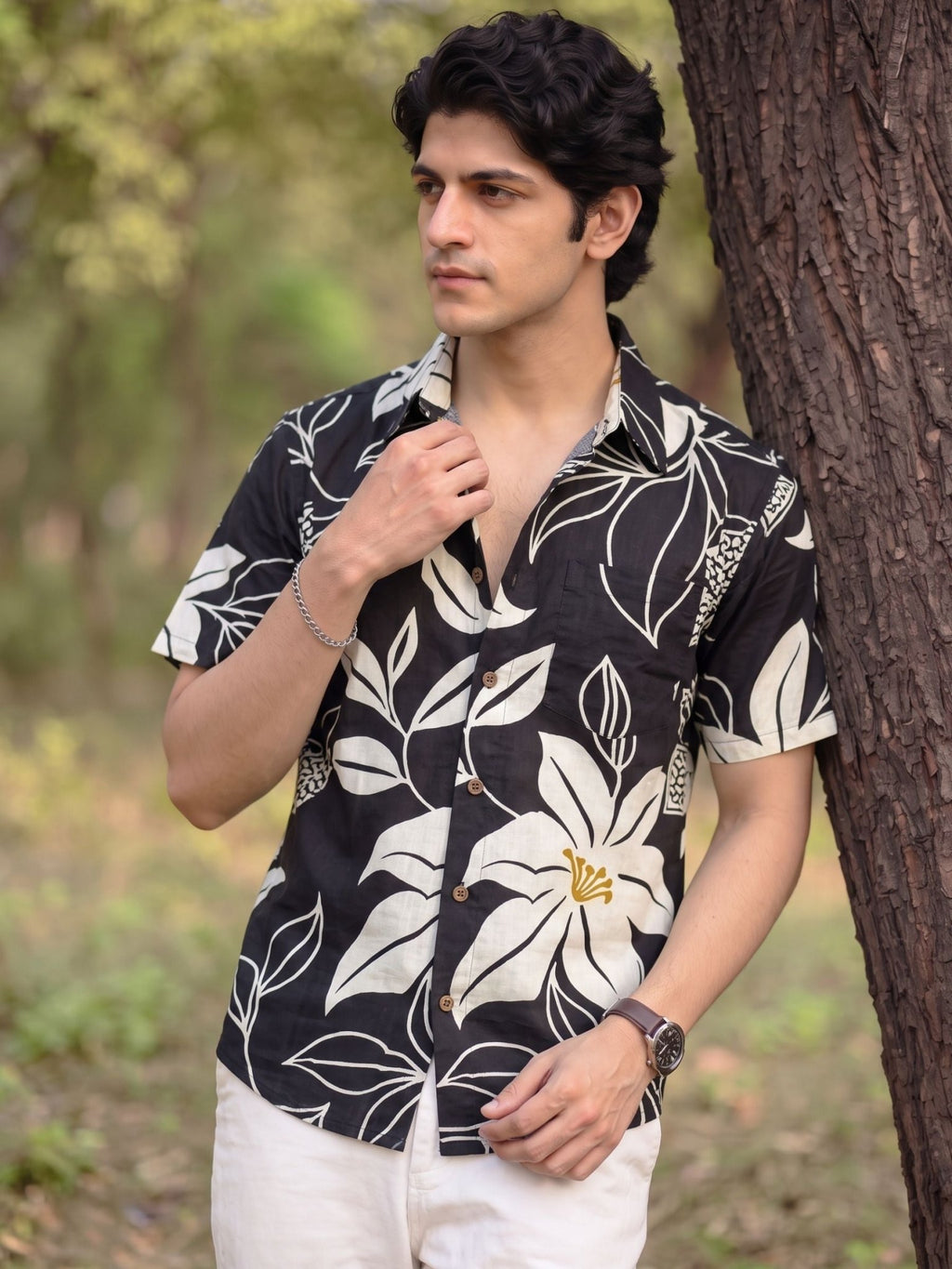 Tropical Vibes – Printed Cotton Half Sleeve Shirt - Jaipuri Crown