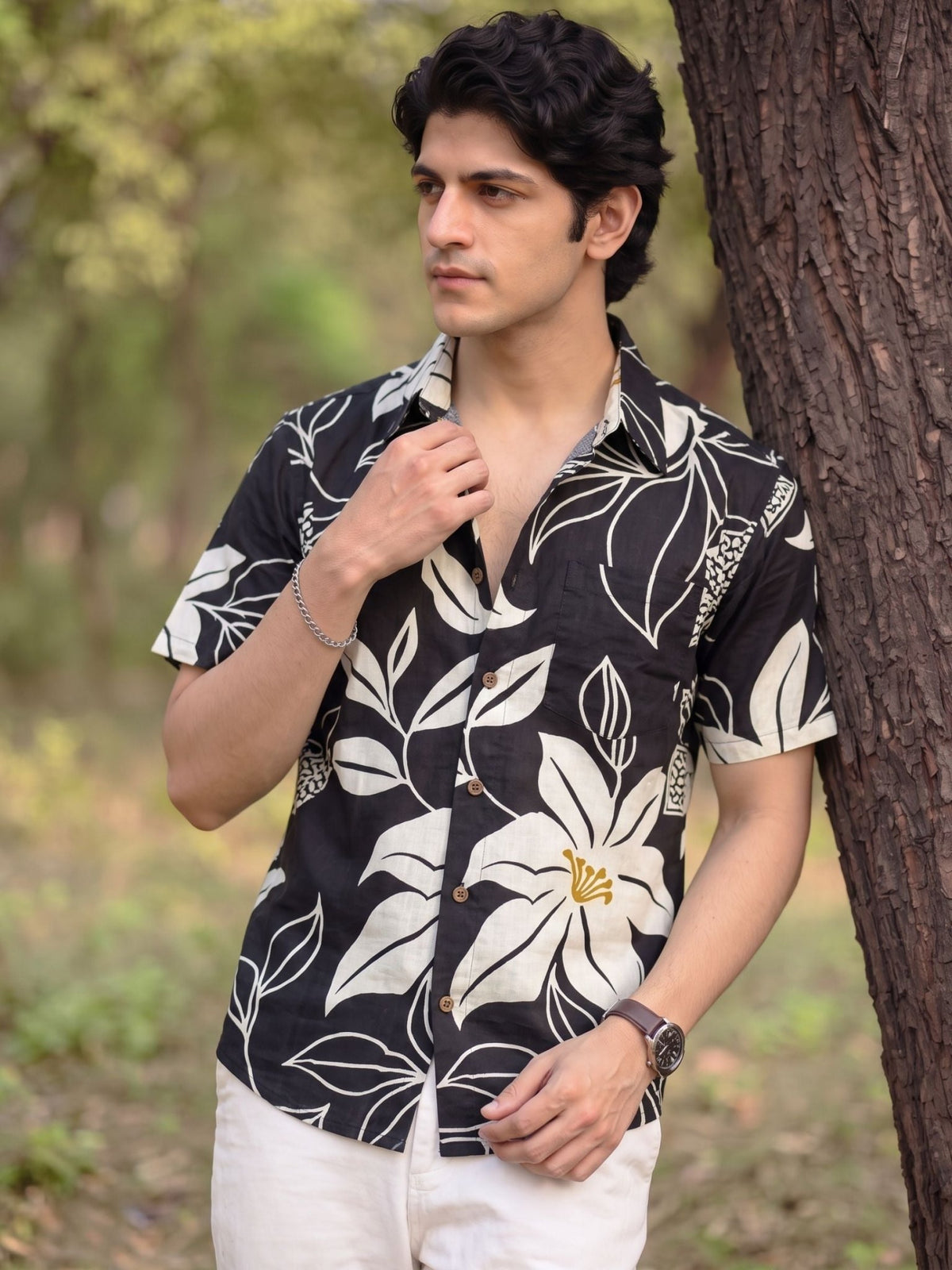 Tropical Vibes – Printed Cotton Half Sleeve Shirt - Jaipuri Crown