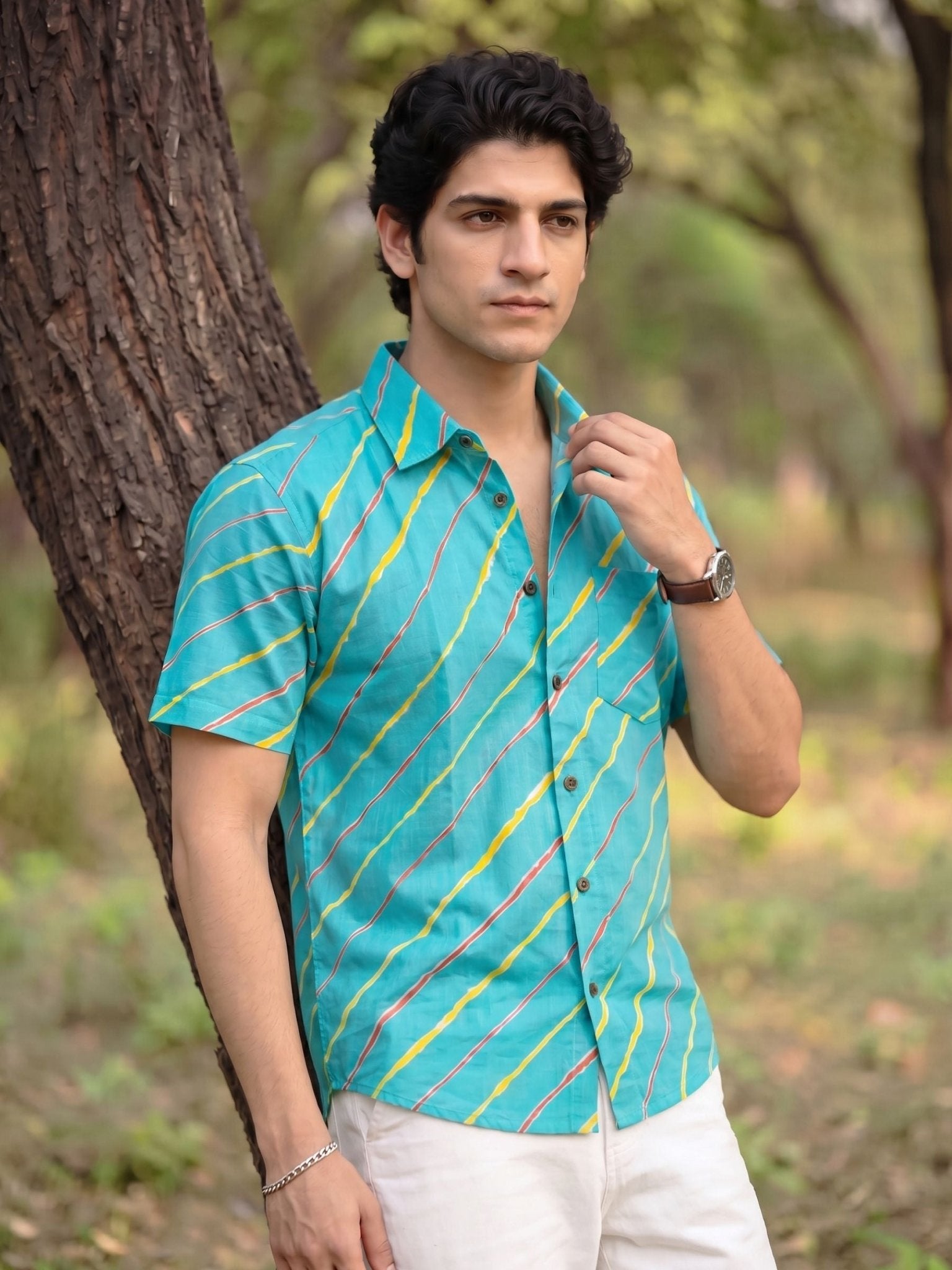 Tropical Vibes – Printed Cotton Half Sleeve Shirt - Jaipuri Crown