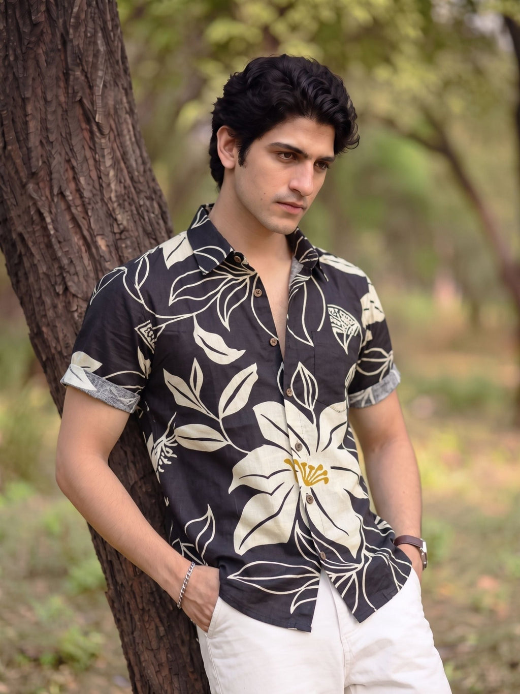 Tropical Vibes – Printed Cotton Half Sleeve Shirt - Jaipuri Crown