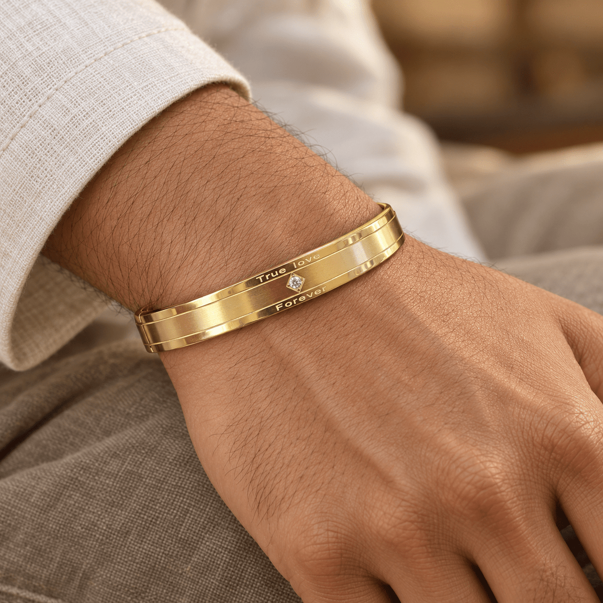 True Love Forever Gold Bracelet - Men's Jewellery - Jaipuri Crown