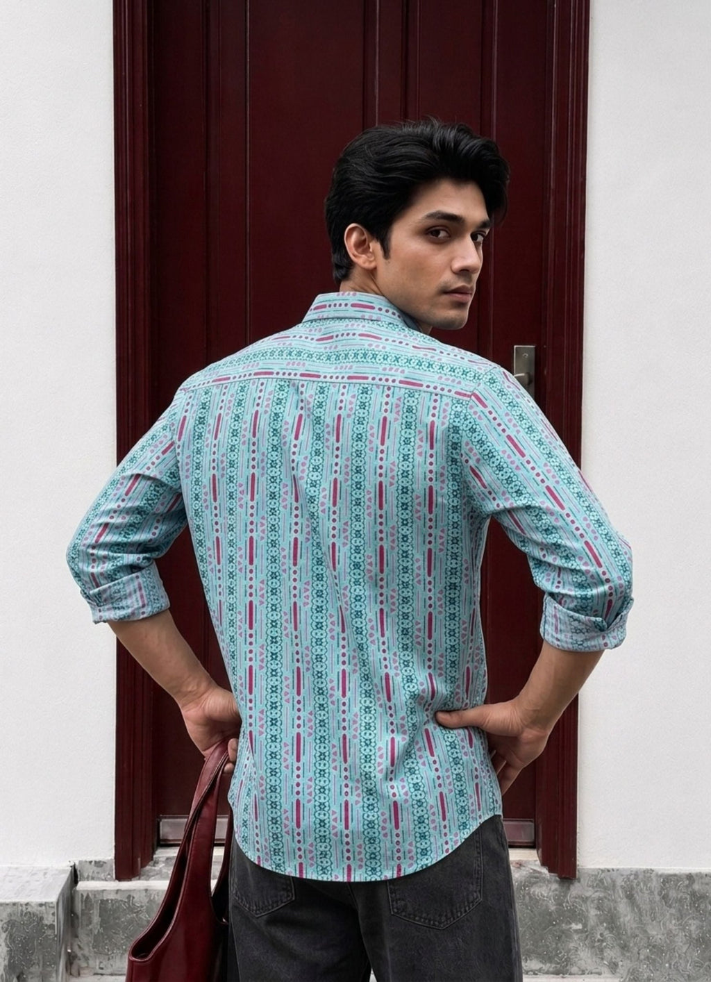 Turquoise Rhythm – Printed Cotton Full Sleeve Shirt - Jaipuri Crown