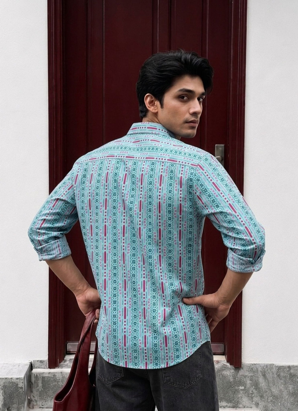Turquoise Rhythm – Printed Cotton Full Sleeve Shirt - Jaipuri Crown