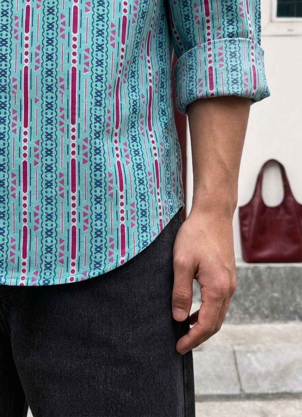 Turquoise Rhythm – Printed Cotton Full Sleeve Shirt - Jaipuri Crown