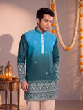 Turquoise Slub – Plan Long Kurta - Jaipuri Crown