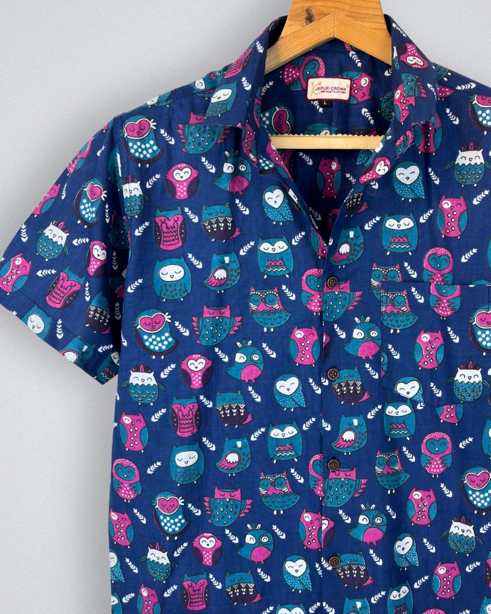 Twilight Owls – Printed Cotton Half Sleeve - Jaipuri Crown