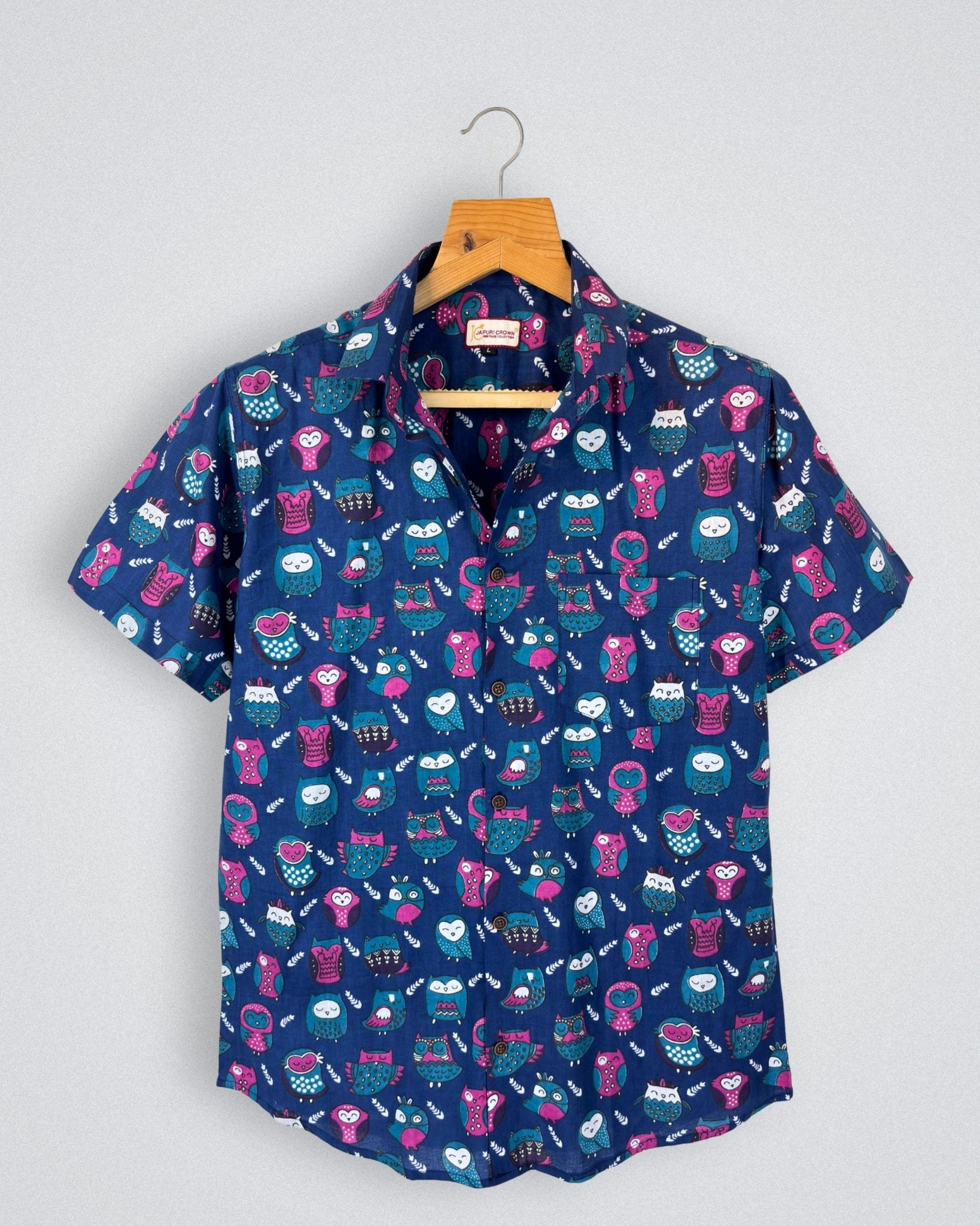 Twilight Owls – Printed Cotton Half Sleeve - Jaipuri Crown