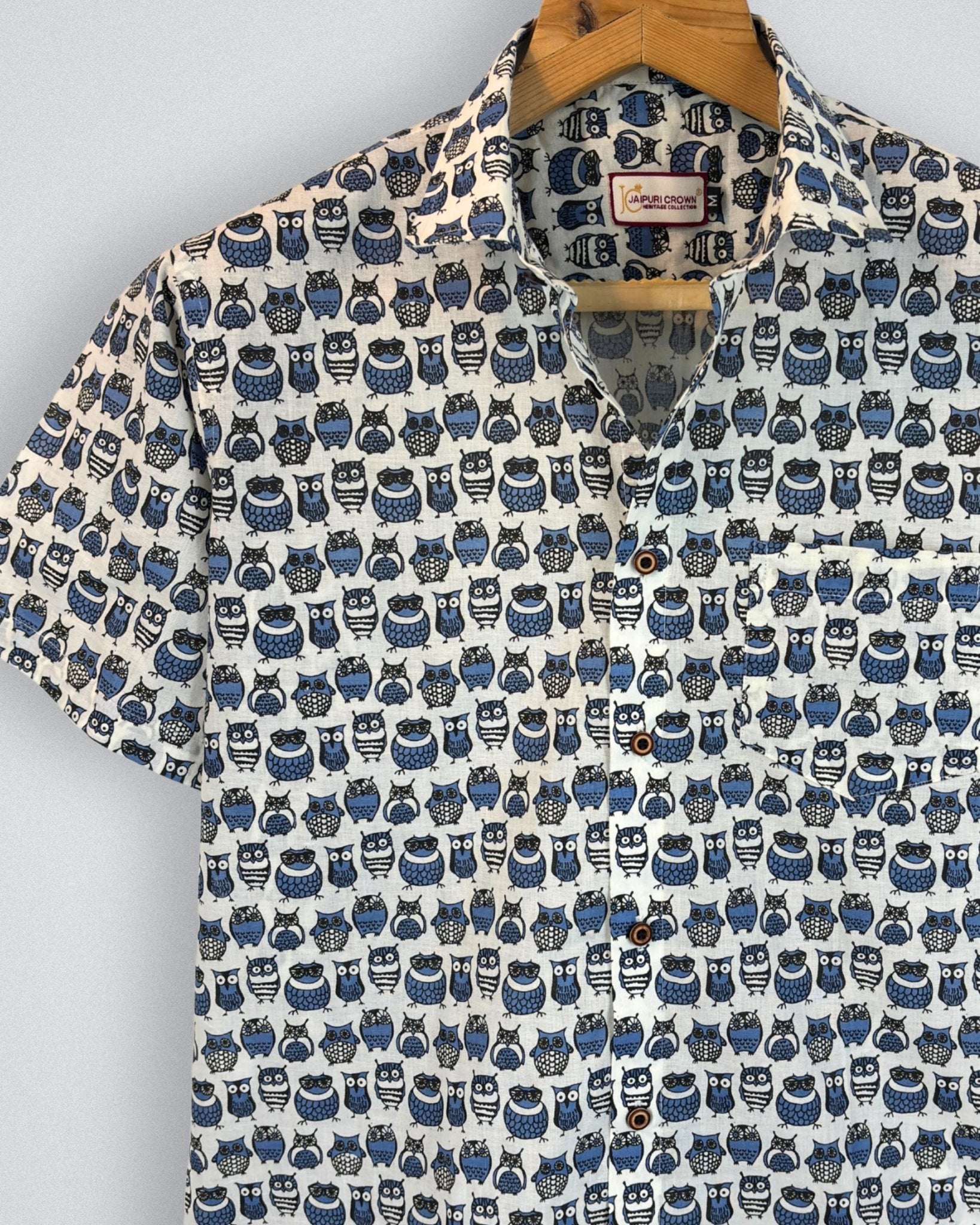 Twilight Owls – Printed Cotton Half Sleeve - Jaipuri Crown