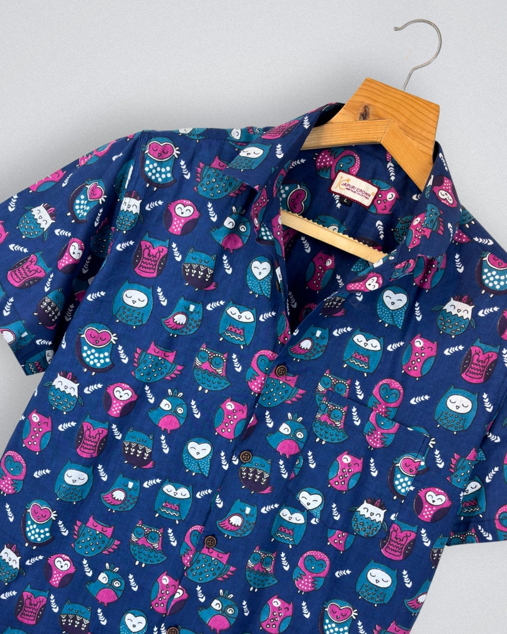 Twilight Owls – Printed Cotton Half Sleeve - Jaipuri Crown
