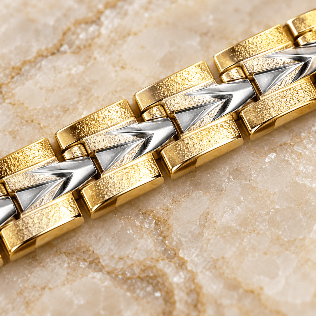 Two-Tone Chevron Bracelet - Men's Jewellery - Jaipuri Crown